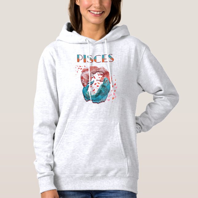 Pull À Capuche Poissons Zodiaque Horoscope Signe d'Eau Astrologie (Devant)