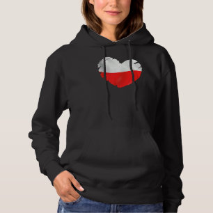 Pull À Capuche Pologne Drapeau Sur La Forme Du Coeur Pologne