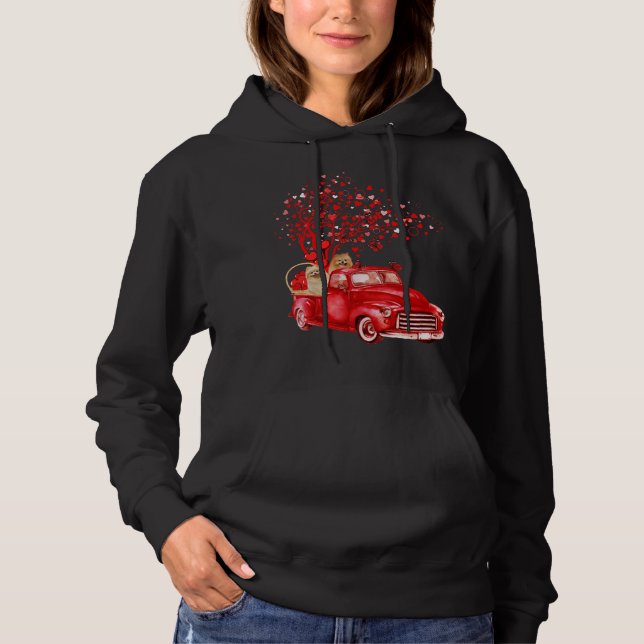 Pull À Capuche Pomeranian équitation Camion Rouge Saint-Valentin  (Devant)