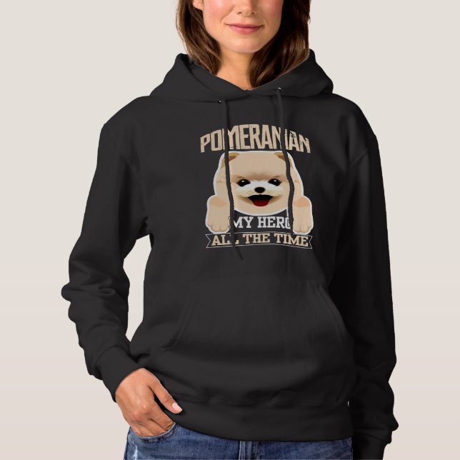Pull À Capuche Pomeranian Mon Héros Tout Le Temps (Devant)