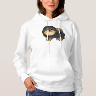Pull À Capuche Pomeranian noir et feu, Chien de dessin animé mign