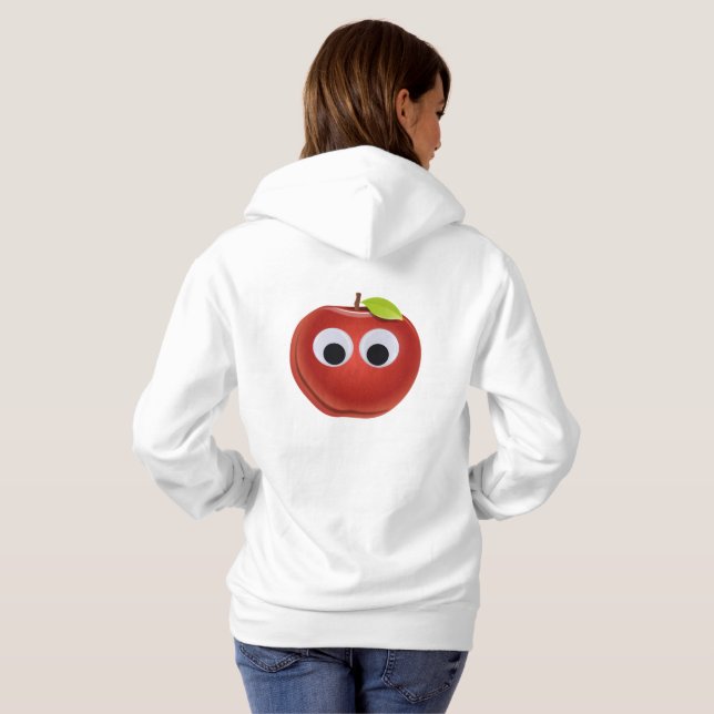 Pull À Capuche Pomme rouge drôle avec yeux de googly (Dos entier)