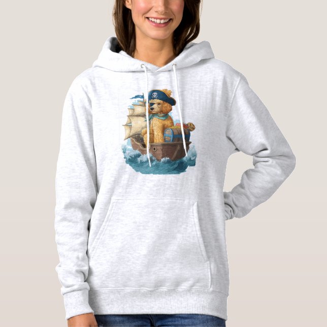 Pull À Capuche Poodle Pirate � Drôle de chien de mer (Devant)