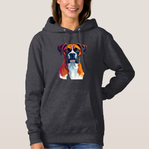 Pull À Capuche Portrait de Boxer Vintage Éclaboussure de Couleur