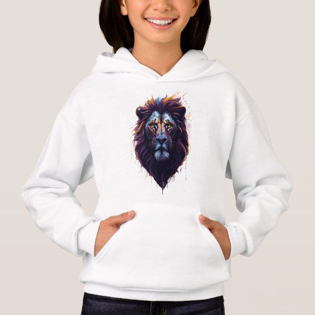 Pull à capuche pour filles | Lion (Devant)