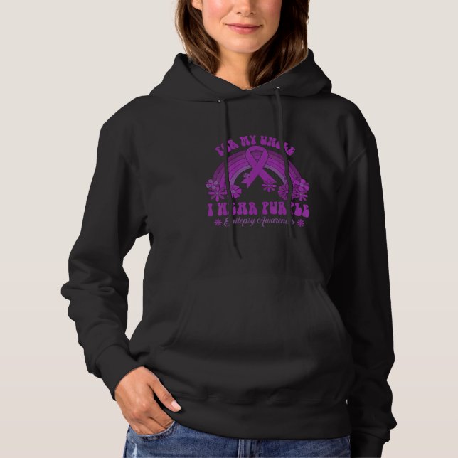 Pull À Capuche Pour mon oncle je porte du violet Ruban de sensibi (Devant)