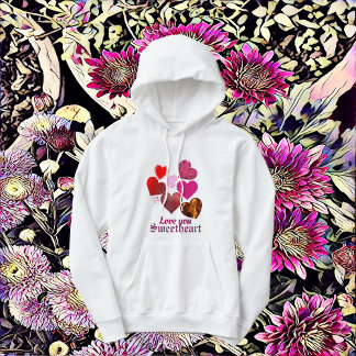 Pull À Capuche Pour ses Coeurs Balayants Chérie Personnalisée