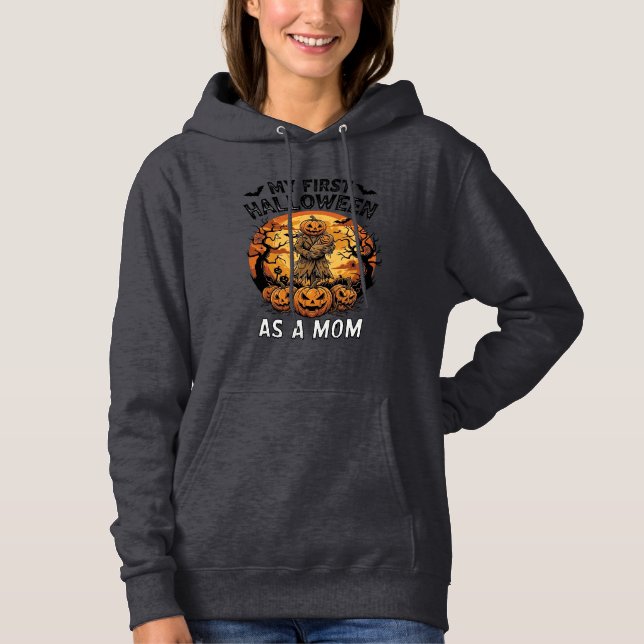 Pull À Capuche Premier Halloween en tant que maman citrouille épo (Devant)