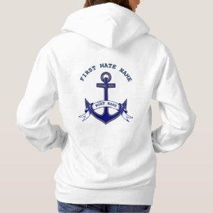 Pull À Capuche Première Ancre Mate Personnalisée Bleu Nautique Bl