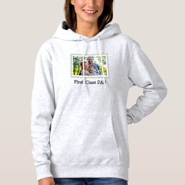 Pull À Capuche PREMIÈRE CLASSE DAD Best Papa photo horizontale pe (Devant)