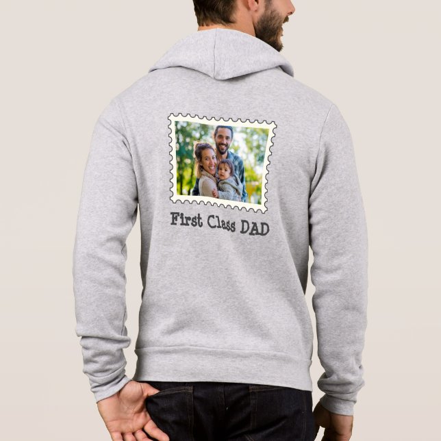 Pull À Capuche PREMIÈRE CLASSE DAD Best Papa photo horizontale pe (Dos)