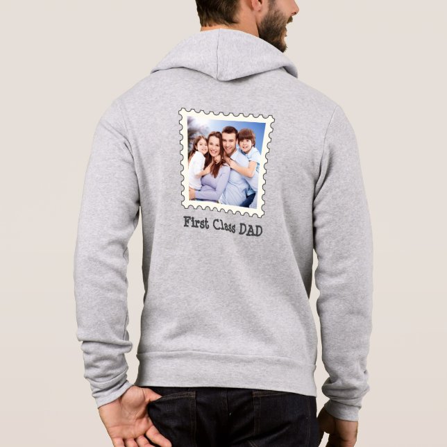 Pull À Capuche PREMIÈRE CLASSE PAPA Meilleur papa Jamais photo ca (Dos)