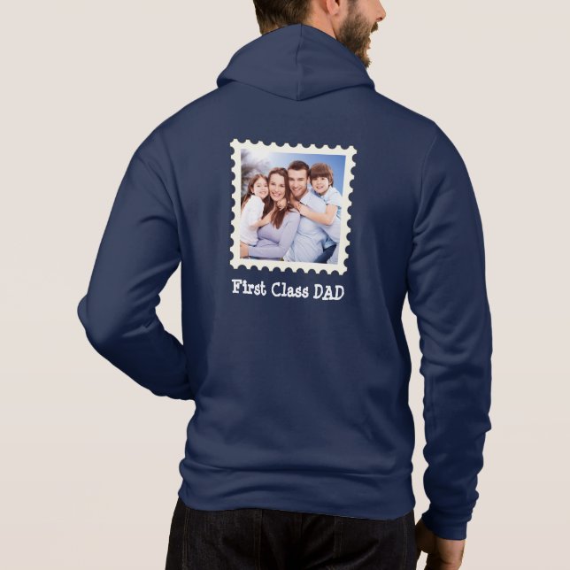 Pull À Capuche PREMIÈRE CLASSE PAPA Meilleur papa Jamais photo ca (Dos)