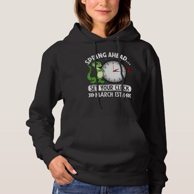 Pull À Capuche Printemps à l'avance Mettez votre horloge 13 mars  (Devant)