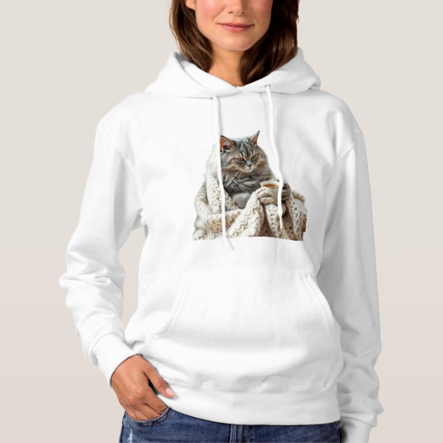 Pull À Capuche Profitez du thé d'hiver de chat (Devant)