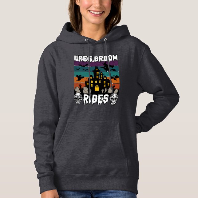 Pull À Capuche Promenades en balai gratuites Halloween Maison han (Devant)