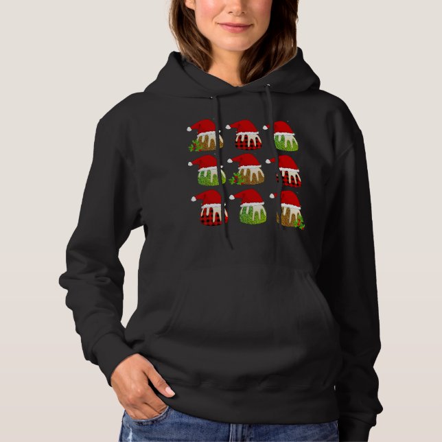 Pull À Capuche Pudding moche de Noël chapeaux de Père Noël (Devant)
