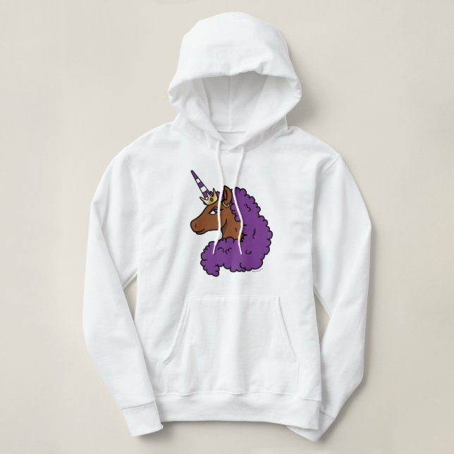 Pull À Capuche Purple Afro Unicorn (Design devant)