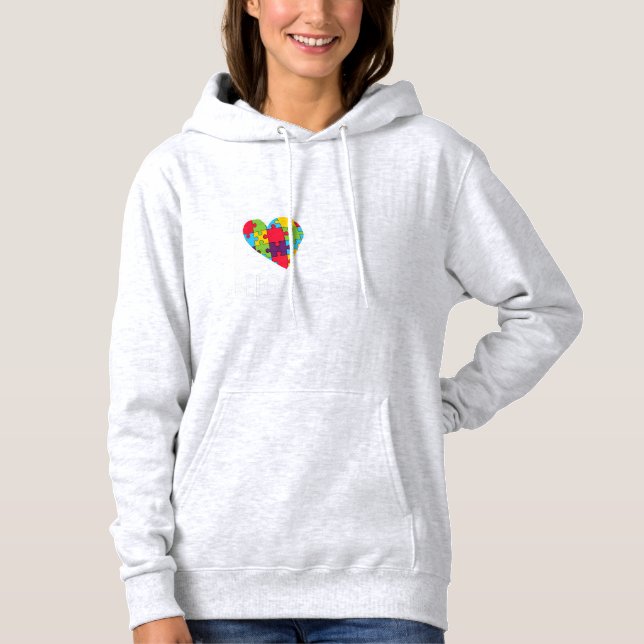 Pull À Capuche puzzle de sensibilisation sur l'autisme et coeur p (Devant)