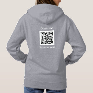 Pull À Capuche QR Code Business Logo Professionnel Gris Moderne