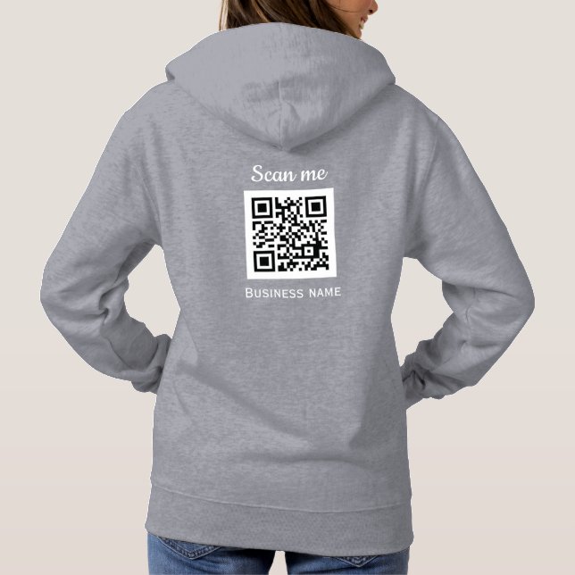 Pull À Capuche QR Code Business Logo Professionnel Gris Moderne (Dos)