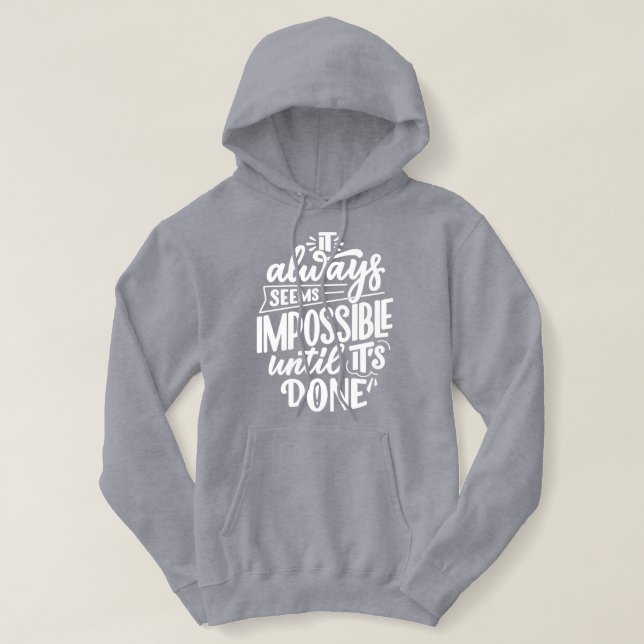 Pull À Capuche Quotidien Motivation phrase l mignon texte gris bl (Design devant)