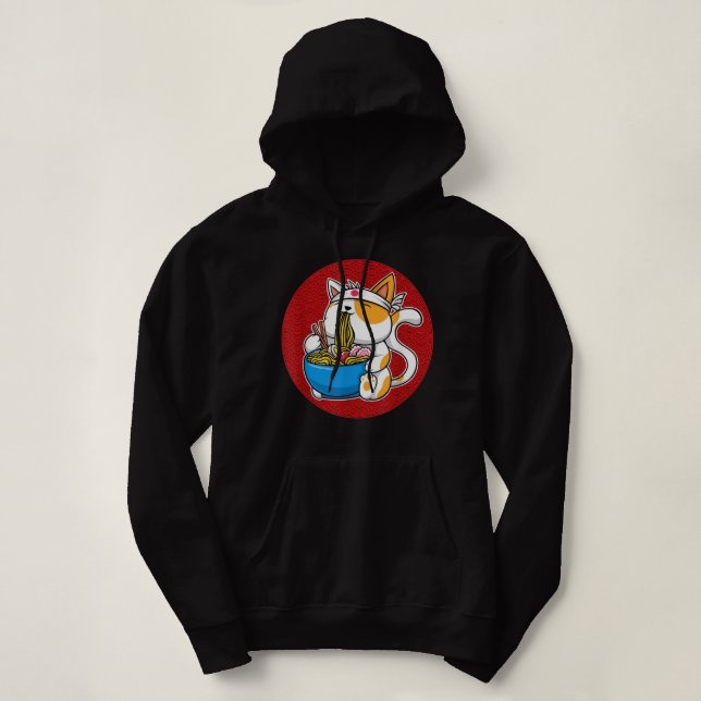 Pull À Capuche Ramen Cat Neko Anime Amoureux des chats Kawaii Jap (Design devant)