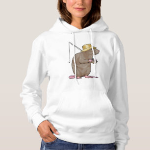 Pull À Capuche Rat à la pêche avec bâton de pêche