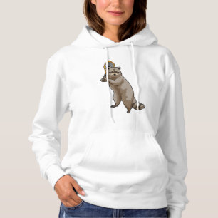 Pull À Capuche Raton laveur au tennis avec raquette de tennis