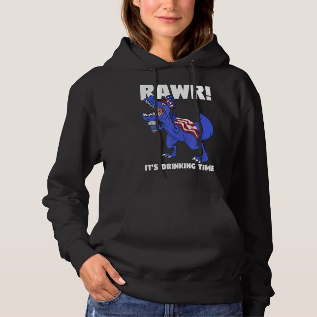 Pull À Capuche Rawr Il est temps de boire Rex Dinosaur (Devant)