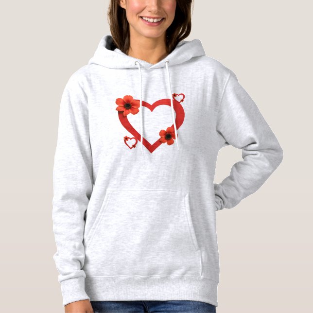 Pull À Capuche Red Heart T-Shirt ,Minimalist & Modern Design (Devant)