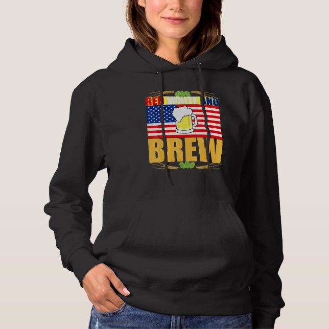 Pull À Capuche Red White et Brew Patriotique américaine Merica US (Devant)