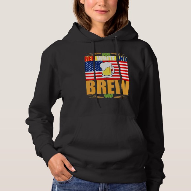 Pull À Capuche Red White et Brew Patriotique américaine Merica US (Devant)