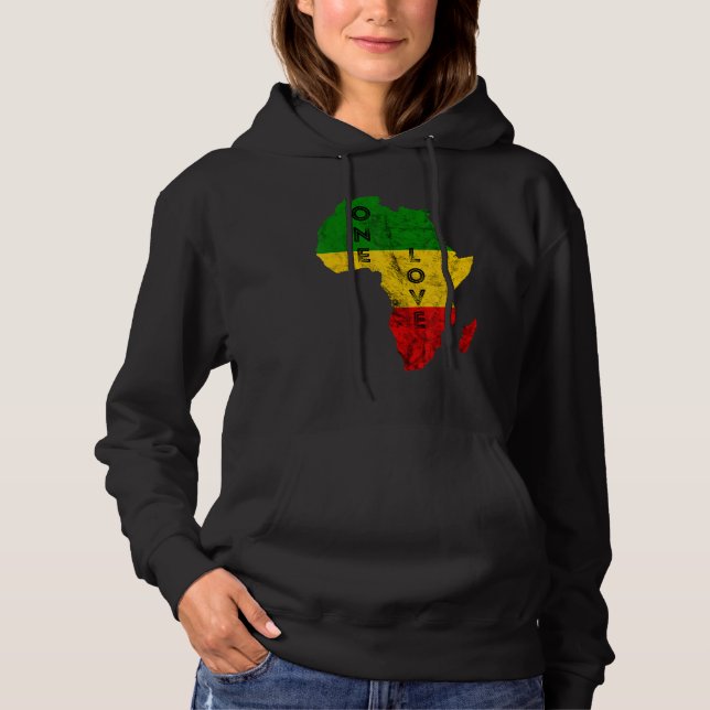 Pull À Capuche Reggae Afrique Carte Rasta Regae Musique Rastafari (Devant)