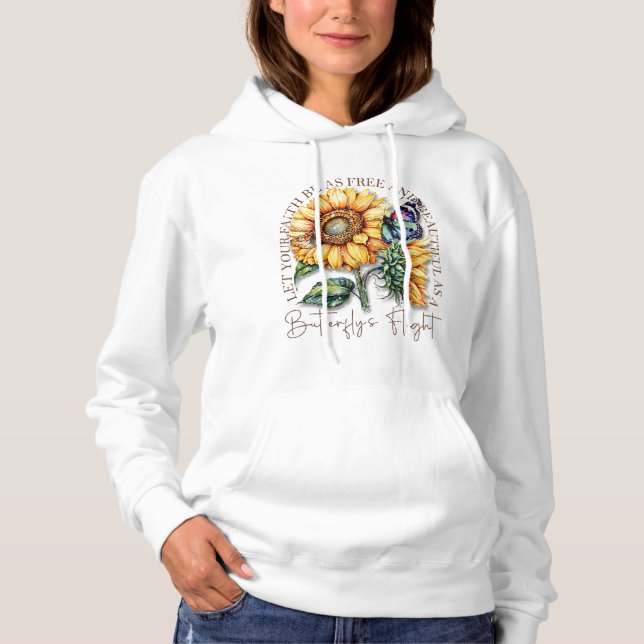 Pull À Capuche Renouvelé dans l'Esprit – Papillon chrétien floral (Devant)