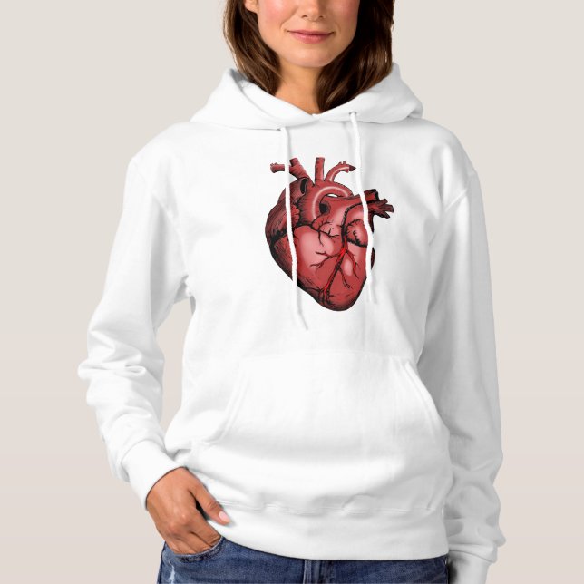 Pull À Capuche Représentation de modèle chirurgical du cœur Femme (Devant)