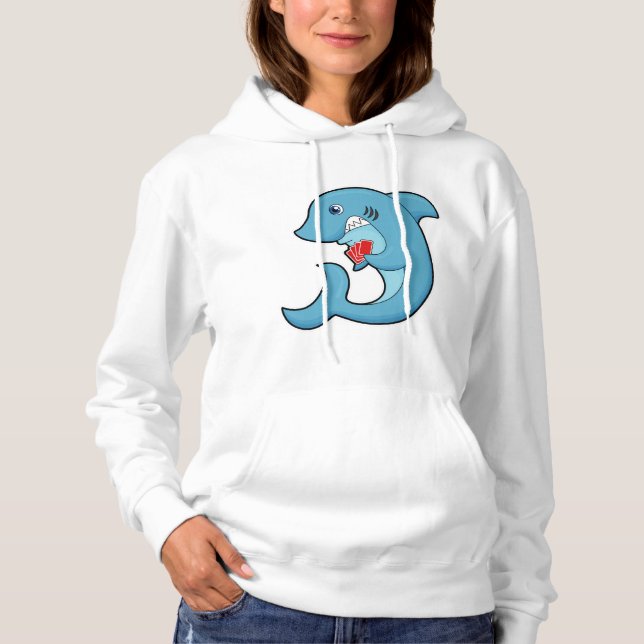 Pull À Capuche Requin au Poker avec cartes de Poker (Devant)