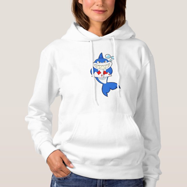 Pull À Capuche Requin au Poker avec cartes de Poker (Devant)