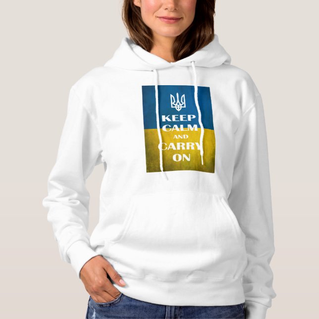 Pull À Capuche Restez calme et continuez votre trident emblème uk (Devant)