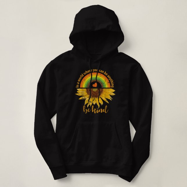 Pull À Capuche Retro Antique Be Kind Sunflower Amateurs Rainbow W (Design devant)
