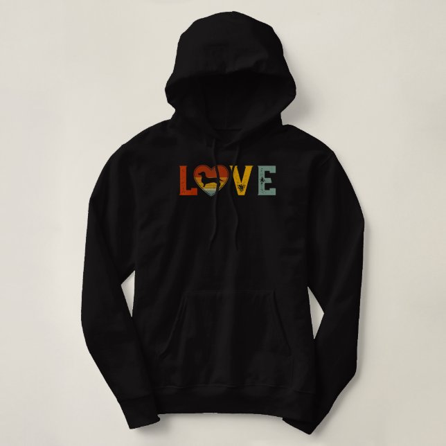 Pull À Capuche Retro Love thème mignon Dachshund Chien Vallée gra (Design devant)