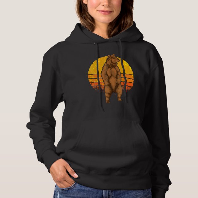 Pull À Capuche Retro Nature Ours Forêt Animal Brown Ours 1 (Devant)