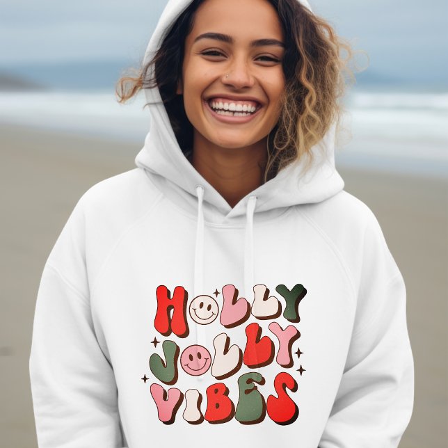 Pull À Capuche Retro Noël Holly Jolly Vibes Vacances tendance (Créateur téléchargé)