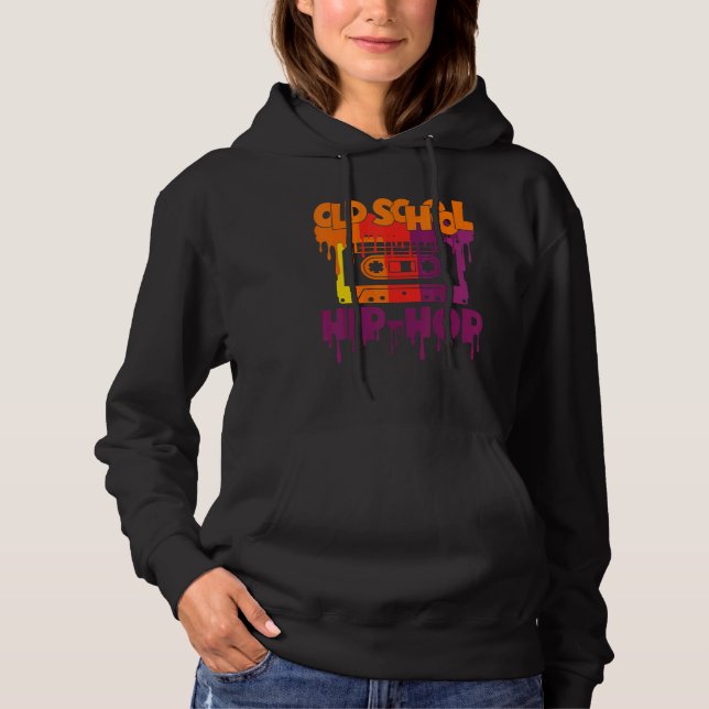 Pull À Capuche Rétro Vieux Hip hop de l'école 80s 90s Cassette Mi (Devant)