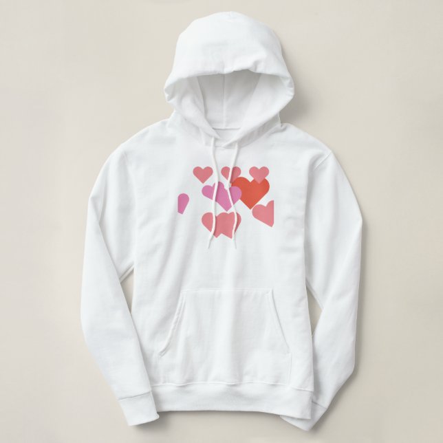 Pull À Capuche Romantique Valentine Love Hearts Design (Design devant)