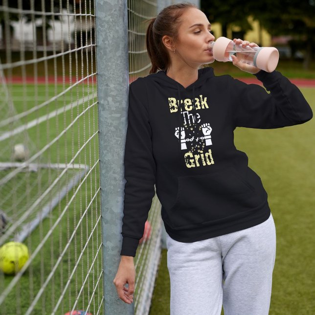 Pull À Capuche Rompre La Grille Moderne Typographie Chat Minimali (Créateur téléchargé)