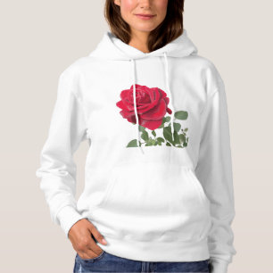 Pull À Capuche Rose rouge - peinte à la main