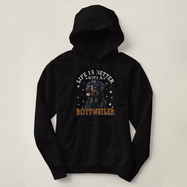Pull À Capuche Rottweiler - La vie est meilleure avec Rottweilers (Design devant)