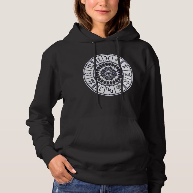 Pull À Capuche Roues des signes du zodiaque céleste Mandala Art g (Devant)