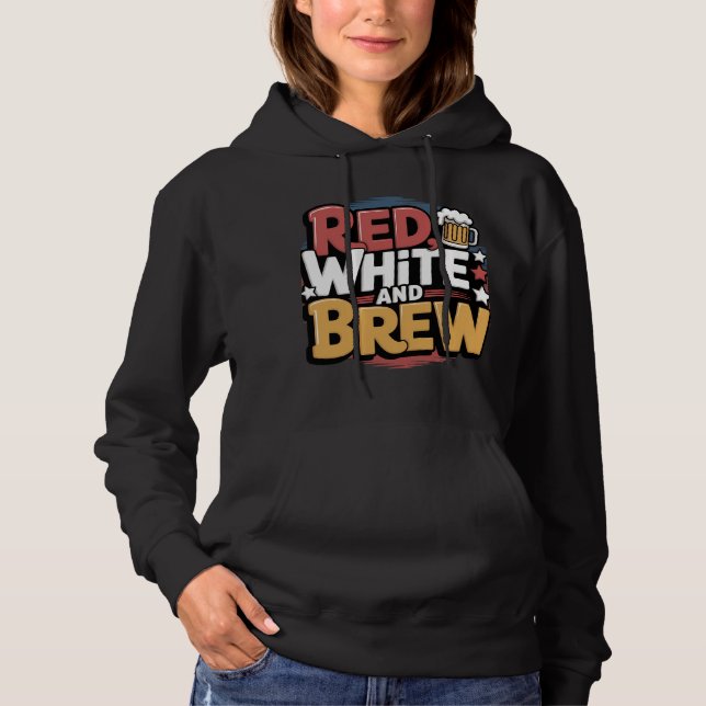 Pull À Capuche Rouge blanc et brasse drôle graphique (Devant)